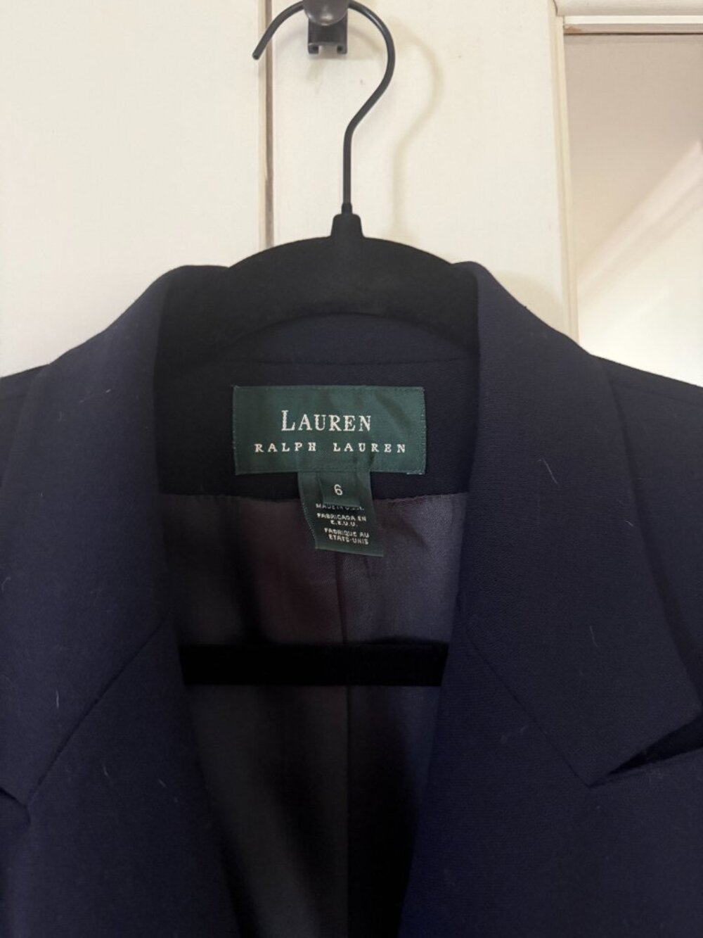 Double Breasted Lauren Ralph Lauren Navy Blazer with breast logo - Picture 3 of 5
